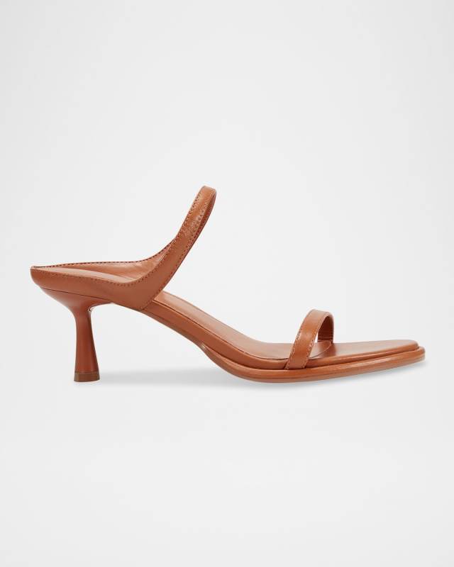 Snake-Embossed Leather Slide Sandals